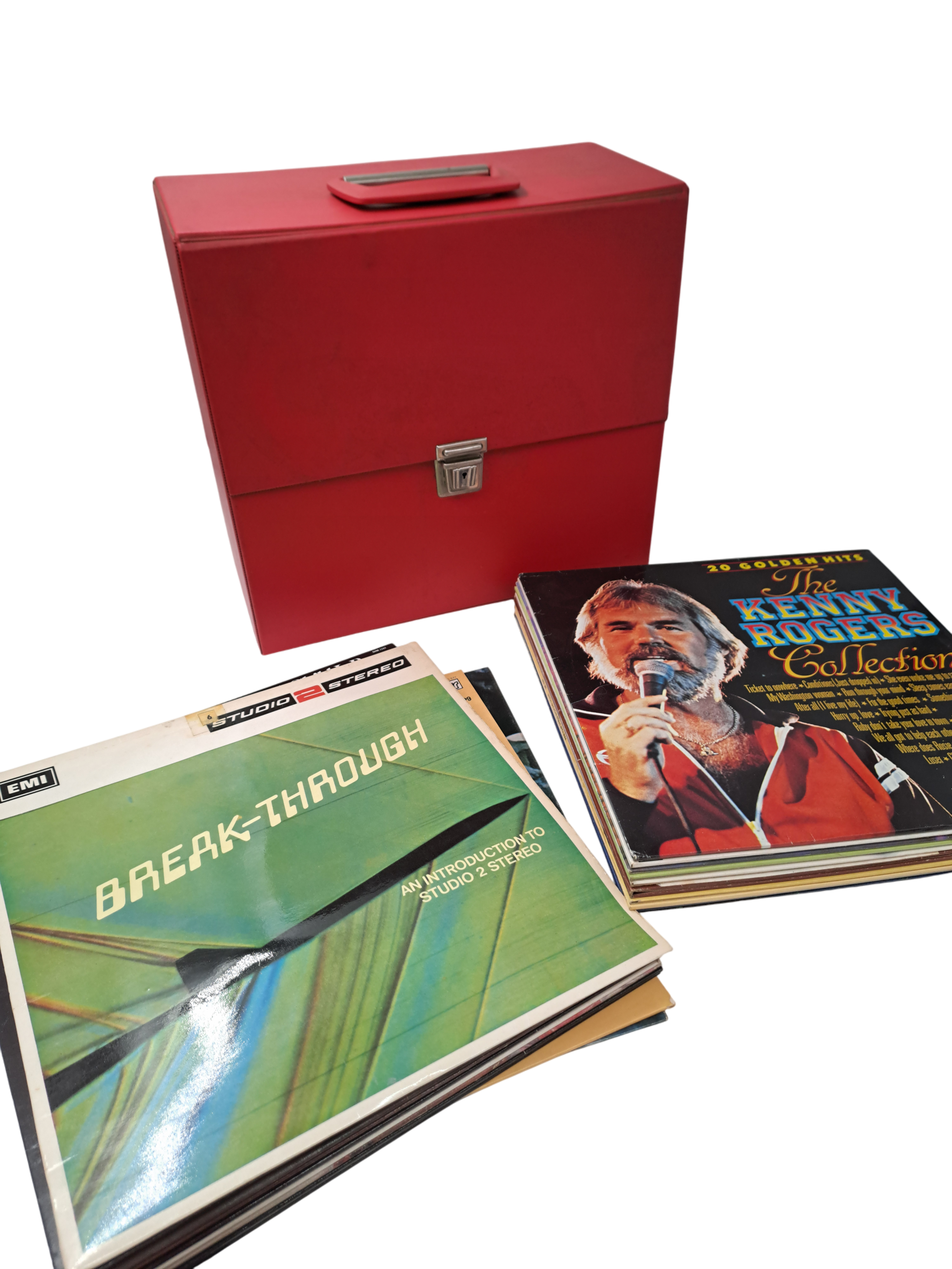 Vintage Vinyl Record Collection with Case Kenny Rogers Marty Robbins T2870 JNB